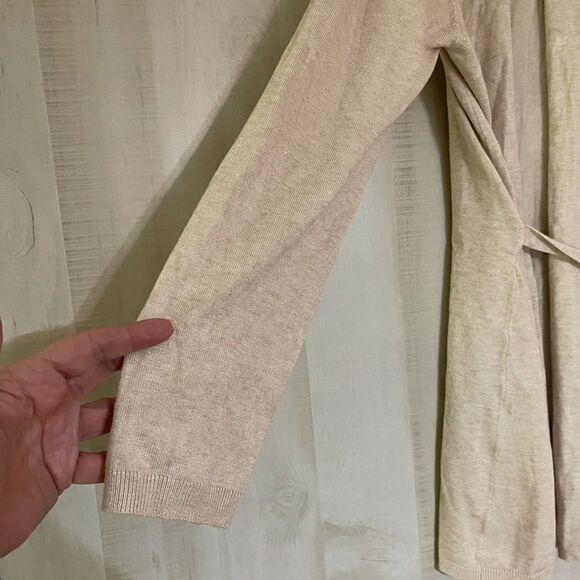 ZARA knit beige open front belted cardigan, size medium - Picture 10 of 16